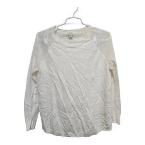 J.Crew Factory Ivory Merino Wool Blend Sweater Mesh Sleeve Medium